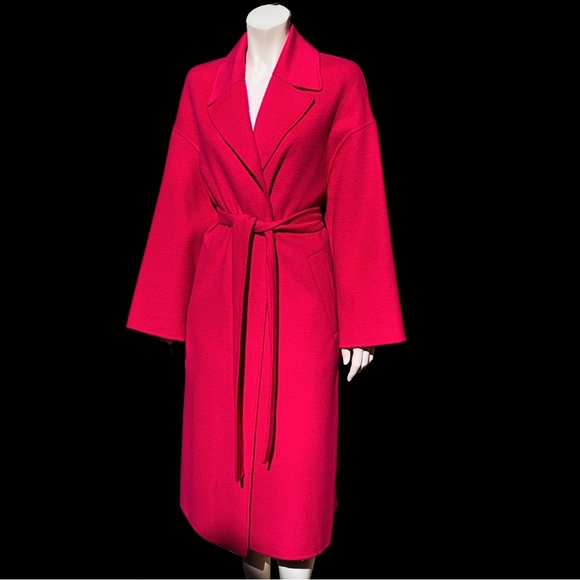 ZARA HOT PINK Wrap Coat S M - Picture 2 of 11